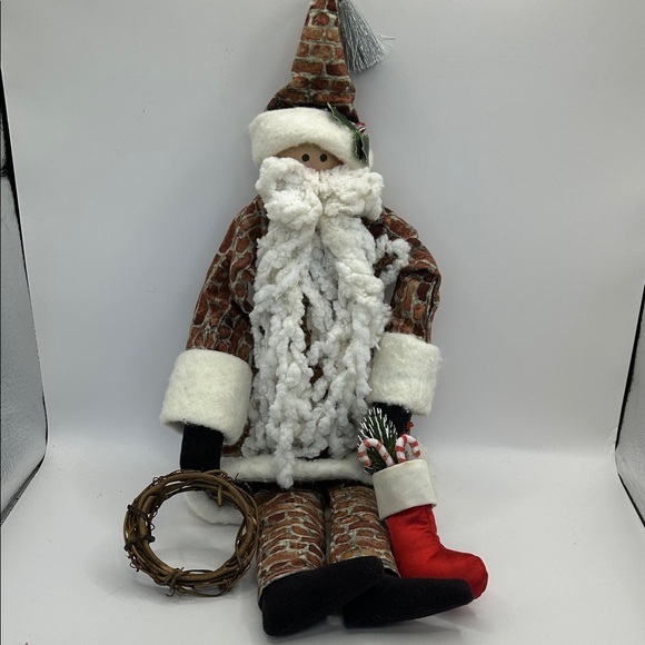 Other - Festive Santa Claus Plush with Wreath and Stocking